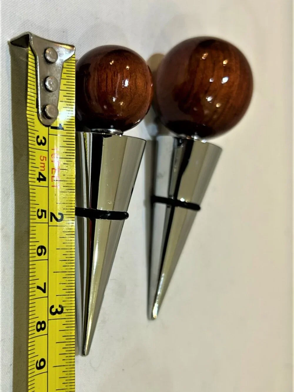 Pair of Brookstone Rosewood Wine Stoppers